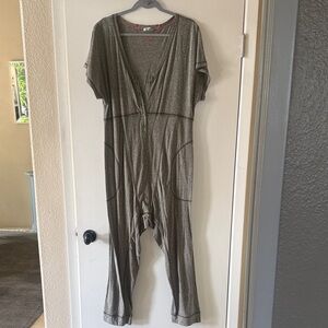 Free People Gray Buttoned Jumpsuit